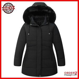Plus Size Waterproof Down Parka Jacket with Detachable Hood